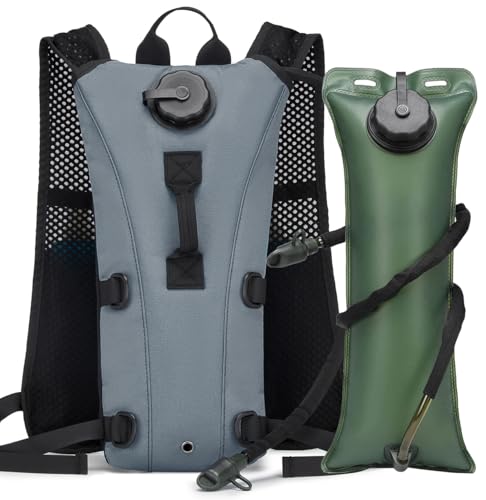 Running Hydration Vest Pack Tactical 3L Water Bladder Backpack Bag for Cycling Marathon Hiking Daypack Men & Women - color: Grey Gray