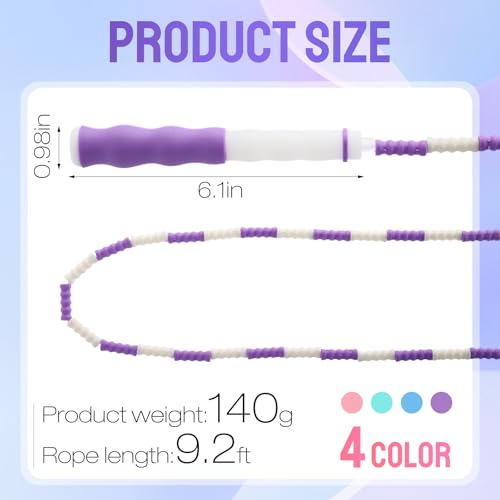 Yunsailing Jump Ropes, 9.2 Ft Adjustable Beaded Rope - color: Light Color