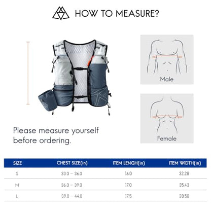 Haimont 8L Trail Running Hydration Vest with Soft Flasks - color: Grey, size: Small