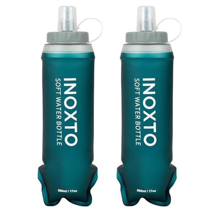 INOXTO Soft Flask,Collapsible Soft Water Bottles for Hydration Vests and Running Packs, Soft Flask Running Bottles for Hiking Cycling(250/500 ml) (2 PCS 500ML) - size: 2 PCS 500ML