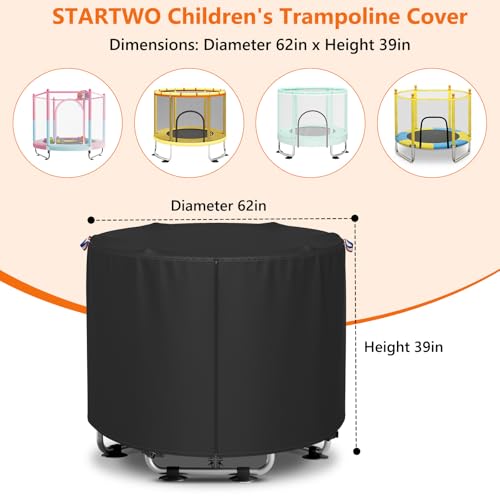 Kids Trampoline Cover 55-60 Inch Round – Heavy Duty 600D Waterproof Outdoor Trampoline Cover, UV Resistant & Windproof, All-Weather Protection for Children's Round Trampolines - size: 62IN