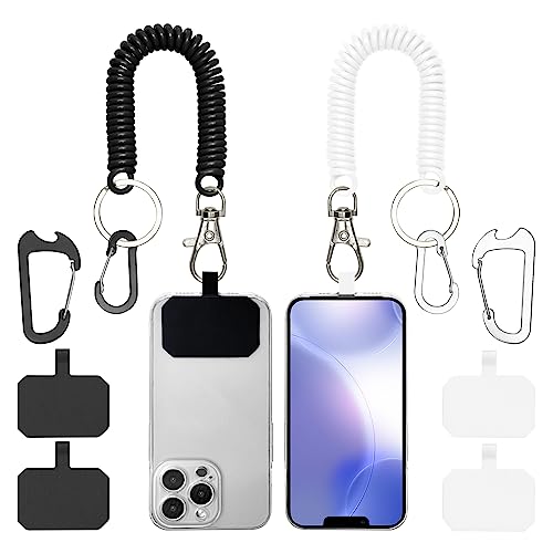 HOTEMIA Phone Tether Lanyard Anti-Drop Outdoor Strap with Carabiner for Skiing, Hiking, Cycling, Fishing, Climbing - Fit iPhone and Most Cell Phones (Black+White) - color: Black+White