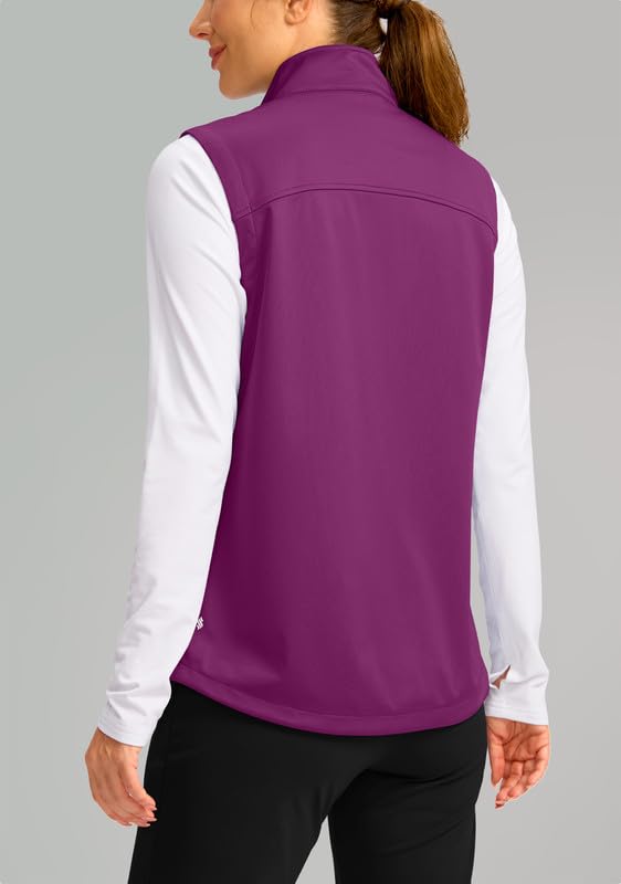 Soothfeel Women's Vest with 4 Pockets Lightweight Jacket Hiking Travel - color: Hot Pink, size: XX-Large