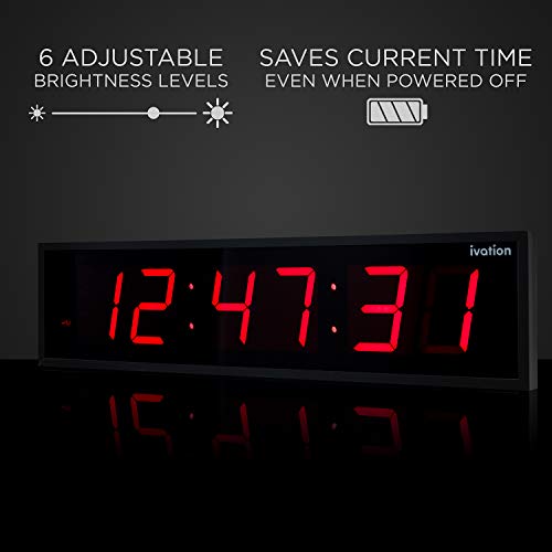 Ivation Oversized Digital Wall Clock with Large LED Display & Timer, 36" - color: Red, size: 36" Inch