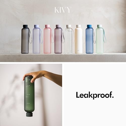 KIVY Large Water Bottle 50oz Tritan - Lightweight & Shatterproof - BPA Free - color: 04 Cream Clear, size: 50oz