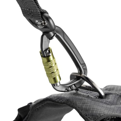 Tuff Mutt Hands-Free Waist Leash for Dog Walking, Running and Hiking, Carabiner Clip, Adjustable Belt with Double Handle, Reflective Bungee Design for Large & Medium Dogs - color: Carabiner/Green