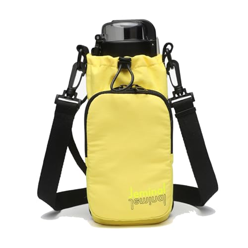JEMINAL Water Bottle Sling Crossbody Bag with Strap, Small Cross Body Sling with Pockets for 20-40 oz Water Bottle, Keys, Cash, Phone - color: Yellow