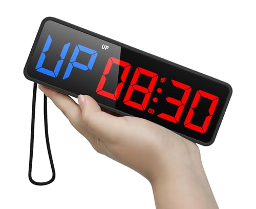 ANJANK Small Portable Gym Timer Clock, Strong Magnet, Workout Interval Timer with Powerful Battery, Stopwatch, Remote Control, Adjustable Brightness, Fitness Digital Timer for Home/Garage/Boxing