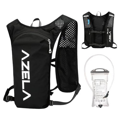 YAPJEB Lightweight Hydration Pack Backpack Vest, Optional 1.5L 2L BPA Free Water Bladder - Leakproof Breathable for Men Women Running Hiking Cycling Marathon - color: 01 Black(with 1.5L Water Bladder)