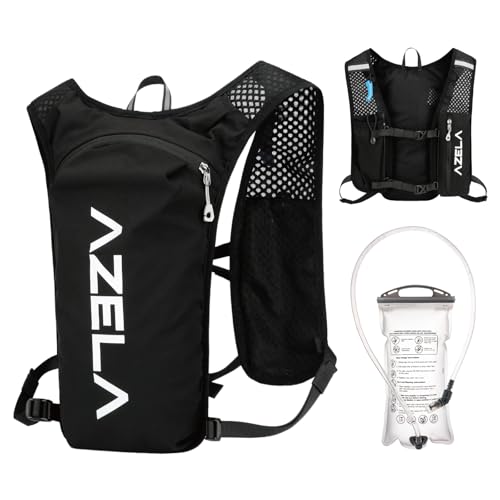 YAPJEB Lightweight Hydration Pack Backpack Vest, Optional 1.5L 2L BPA Free Water Bladder - Leakproof Breathable for Men Women Running Hiking Cycling Marathon - color: 01 Black(with 1.5L Water Bladder)
