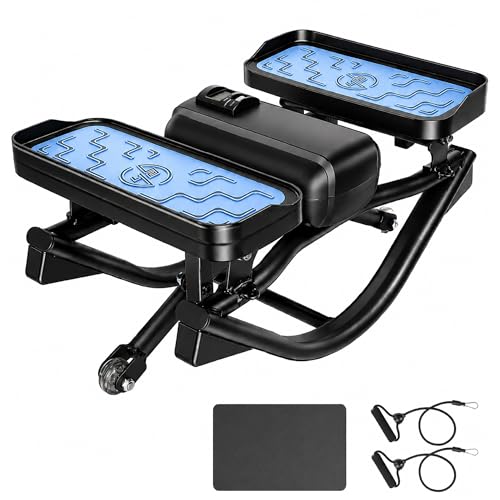2026 New Rock Stepper Side to Side with Digital Display-Low Impact Rocking Stepper for Core & Glutes, Whisper Quiet for Home & Office Workout, Equipped with Resistance Bands and Floor Mats (330lbs)