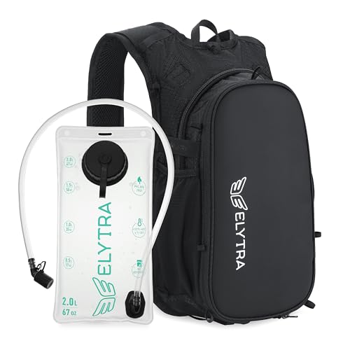 ELYTRA Air Hydration Pack with 2L Bladder, Magnetic Tube Clip | Customizable Rave & Festival Backpack | Lightweight Hydration Backpack for Hiking, Running, Biking & Outdoor Adventures - color: Black