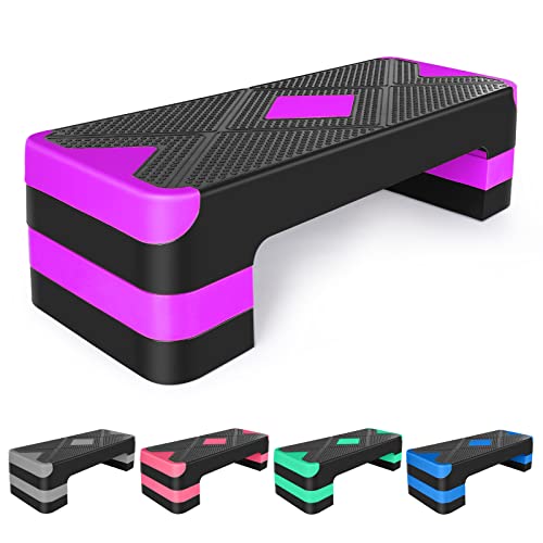27" Aerobic Exercise Step Platform Adjustable Stepper - color: Purple