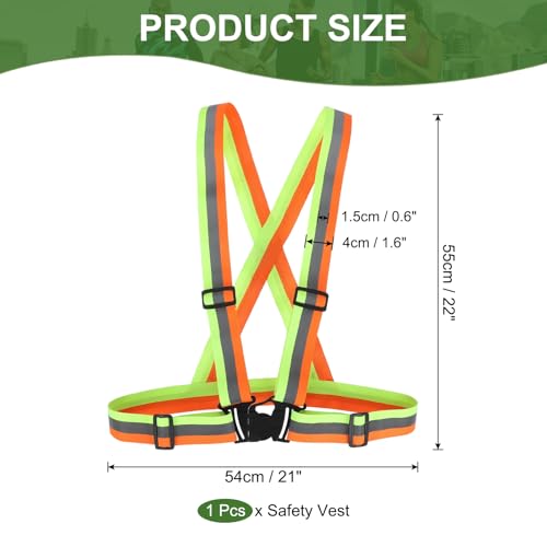 PATIKIL Reflective Safety Vest, Hi-Vis Safety Vests, Adjustable High Visibility Reflective Strips for Outdoor Jogging - color: Yellow/Orange