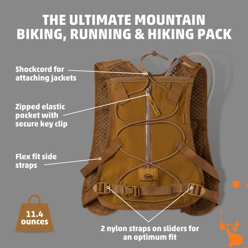 Orange Mud Endurance Pack V3.0 Running Vest – 2L Hydration Backpack for Trail Running, Hiking & Cycling – Lightweight, Breathable Mesh, Gear Pockets, Trekking Pole Loops - color: Coyote Brown
