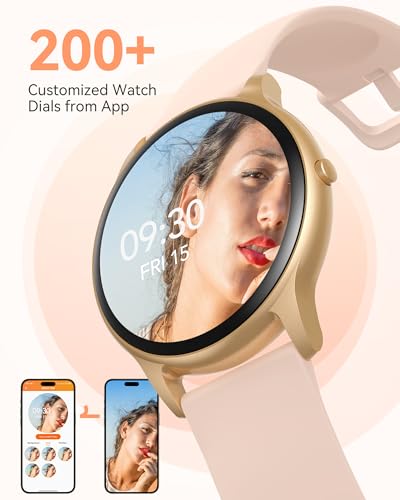 AGPTEK Smart Watch for Women, 5ATM Waterproof Fitness Watch(Rose Gold)