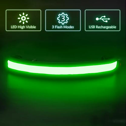 Illumifun LED Running Belt - USB Rechargeable Light Up Sash, High-Visibility Elastic Waistband Light for Running Cycling Hiking Camping Nighttime Activities - color: Green