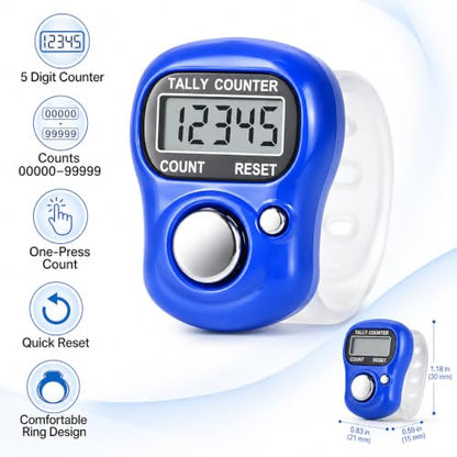5 Digit LED Digital Row Counter, Handheld Tally Counter with Ring Electronic Click Counter for Golf and Lap Counting - color: Blue