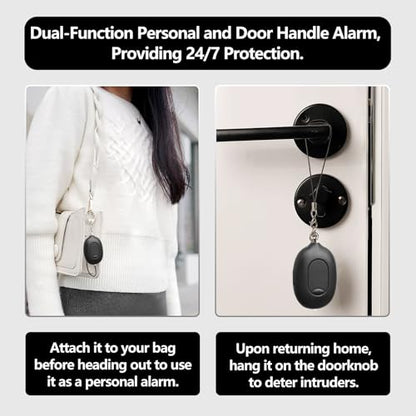3-in-1 Personal Security Set – 130dB Personal Safety Alarm, Door Handle Alarm & LED Flashlight, Maximum Strength Pepper Spray Gel, Flip-Top Safety Cap, Adjustable Hand Strap for Runners - color: Black/Black, style: 40ML