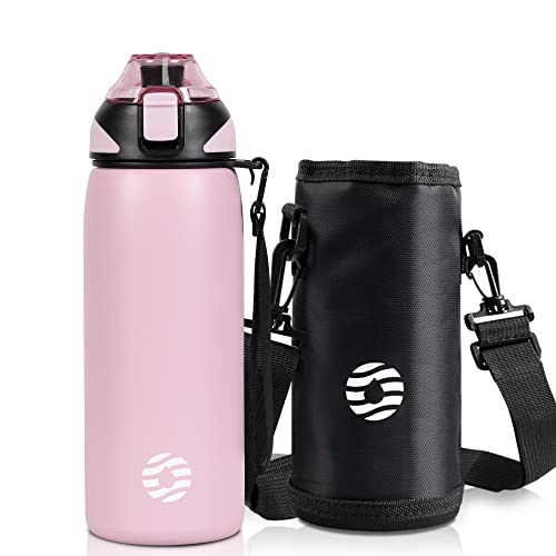 Fjbottle Insulated Water Bottle,20 oz Stainless Steel Wide Mouth Sports Water Bottle Double Wall Vacuum Leak Proof BPA Free Drinks Flask Keep Hot Or Cold Thermo Mug For university,Outdoor,Travel,Gym - color: Pink, size: 20 Ounces