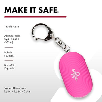 SABRE 2-in-1 Personal Alarm with LED Light, 130dB Personal Safety Siren, Snap Hook for Instant Access, 1,250 Foot (381 Meters) Range, Compact Design for Easy Attachment to Purse, Bag, or Keys - color: Pink