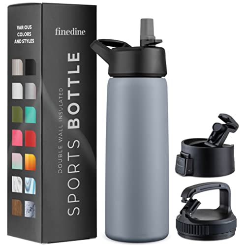FineDine Insulated Water Bottle with Straw, 25 Oz, Modern Lava Gray - color: Modern Lava Gray, size: 25 Ounces
