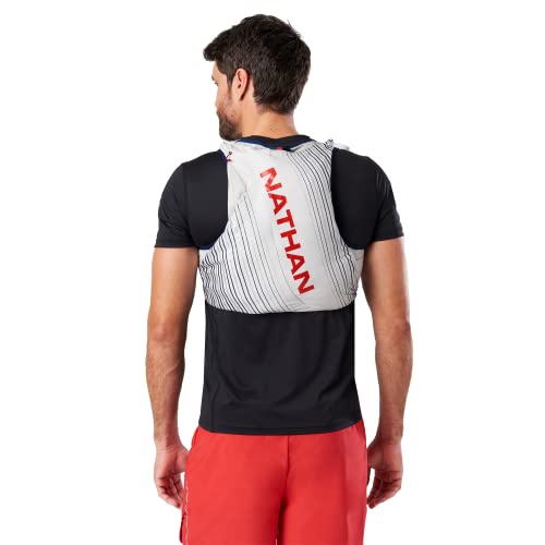 Nathan Men's Pinnacle Race Vest 12L Hydration Pack, 1.6L Water Bladder, Running Vest, Water-Resistant Pockets, Lightweight & Moisture Wicking - color: Vapor Grey/Ribbon Red, size: Medium