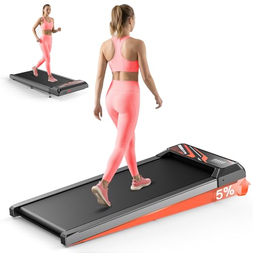 Under Desk Treadmill, Walking Mat with Incline pad, 2.5HP Portable Compact Treadmill for Home Office, Small Mini Walking Treadmill Pad with Remote & 2 in 1 Led Display, 265 Lbs Weight Capacity-Black