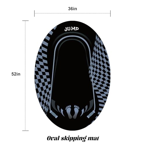 Jump Rope Mat Outdoor Indoor,Oval 52'' x 36'' Non-slip Fitness Exercise Mat - color: Black