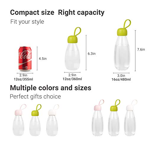 emoi BPA Free Water Bottle, 16oz/480ml Cute Water Bottle with Carrying Strap, Ideal for Kids Boys Girls Students Women Healthy Hydration-Pink - color: Pink Cap, size: 16 Ounces