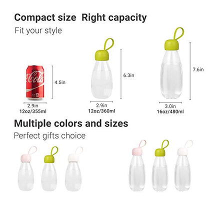 emoi BPA Free Water Bottle, 16oz/480ml Cute Water Bottle with Carrying Strap, Ideal for Kids Boys Girls Students Women Healthy Hydration-Pink - color: Pink Cap, size: 16 Ounces