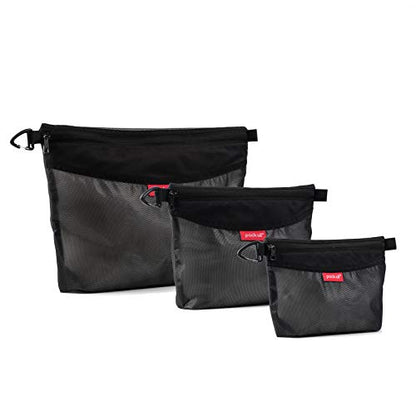 pack all 3 Pcs Water-Resistant Zipper Pouch, Mesh Zipper Bag - color: Black, size: Set