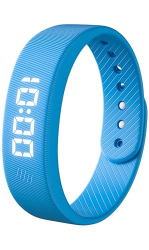 Gosasa Lightweight LED Digital Sport Watch Splash Resistant Pedometer with Vibrating Alarm USB Rechargeable Silicone Wristband for Men & Women (Blue) - color: Blue
