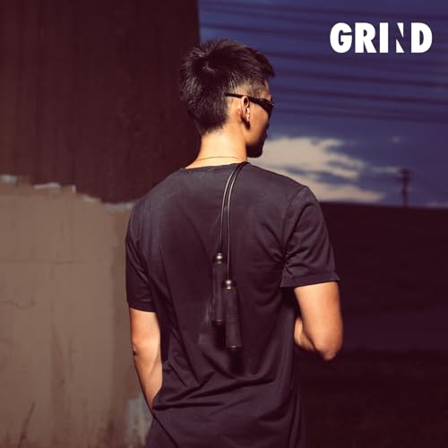 GRIND | Jump Rope - Adjustable "Float" | Tangle-Free, Rapid Speed with Ball Bearings | Ergonomic Soft Grip Handles | Skipping Rope for Fitness, Endurance Training, Gym Workout, or Home Exercise - color: Black