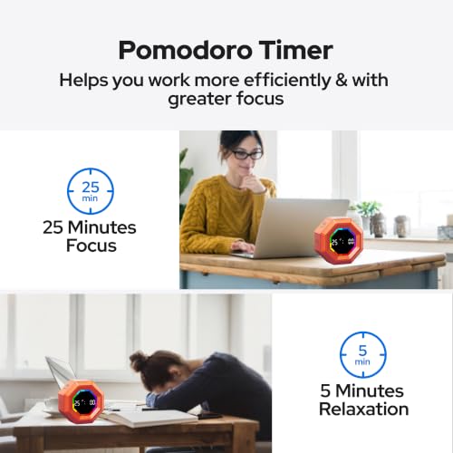 Visual Timer for Kids Kitchen Timer Pomodoro Magnetic Visual Countdown - color: Orange