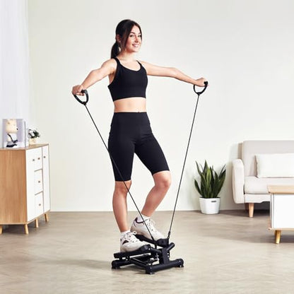 VEVOR Stair Stepper, Mini Stepper for Exercise at Home, Hydraulic Fitness Stepper with Resistance Bands, Full Body Workout Cardio Equipment, Stair Climber - style: Adjustable Twisting Stepper