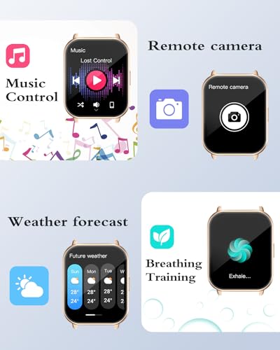 RUIMEN Smart Watches for Women (Answer/Make Call, 2 Bands), 1.8", Pink - color: Pink