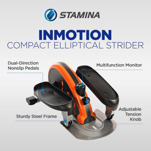 Stamina Inmotion Compact Strider Foot Exercise Machine - Under Desk Elliptical - Standing or Seated Elliptical Fitness Equipment - color: Black/Orange