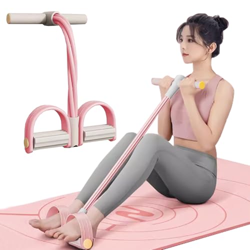 Foot Pedal Resistance Band,6-Tube Pedal Puller Resistance Rope,Yoga Elastic Exercise Bands, for Women Jump Fitness, Abdomen/Arm Weight/Waist/Leg Stretching Slimming Training - color: Pink