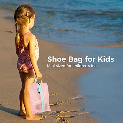 pack all Kids Shoe Bag for Travel, Water-Resistant Shoe Pouch for Sports - color: Pink