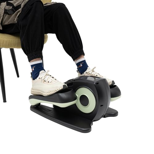 Under Desk Elliptical Machine for Seniors - Electric Sitting Pedal Exerciser with Remote & 5 Speeds, Portable Rehab Trainer for Home/Office - 55lb Capacity - color: Green