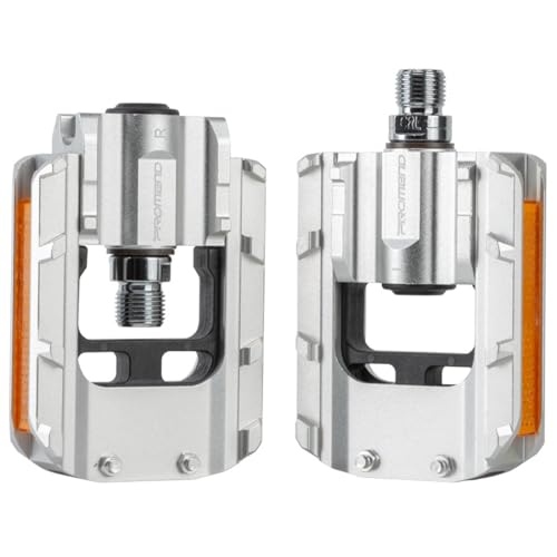 Folding Bike Pedals, All Aluminum Alloy Non-Slip Bike Pedals - color: Silver