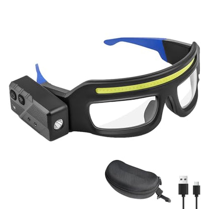 LED Safety Glasses with Lights with Motion Sensor and Touch Control (Blue) - color: Blue
