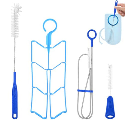 Hydration Bladder Cleaning Kit Compatible with Camelbak, Flexible Long Brush for Hose, Small Bite Valve and Big Brush, Drying Collapsible Bladder Frame,Water Reservoir Backpack Cleaning Tools