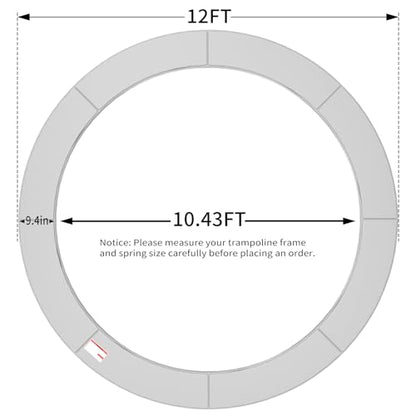 ACWARM HOME 16FT/15FT/14FT/12FT/10FT Trampoline Safety Pad Replacement, Round Trampoline Spring Protection Cover, Fits 16FT/15FT/14FT/12FT/10FT Frames, Water-Resistant Trampoline Accessories - color: Gray, size: 12FT