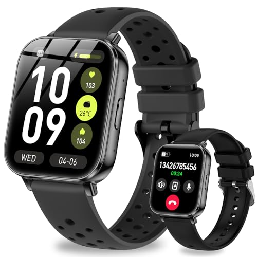 Smart Watches for Women Men,1000mAh Battery, Compatible with Android & iPhone, 1.83" HD Smartwatches with Calls/Messages Alerts, 110+ Sports Modes Fitness Watch, IP68 Waterproof(Black) - color: Black