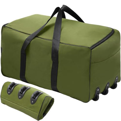 REDCAMP 85L/120L/140L Foldable Duffle Bag with Wheels, Large Travel Duffel Bag - color: Green