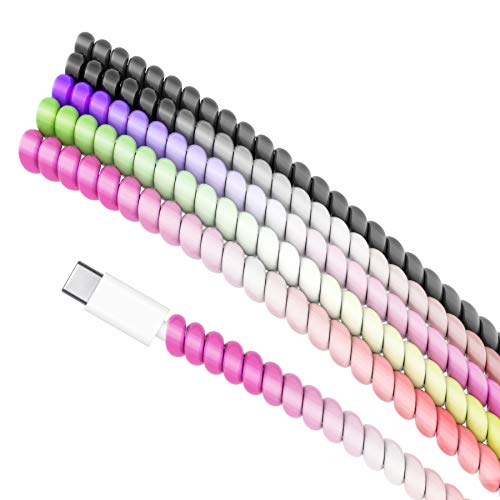 Rancco Cable Protector/Wire Repair/Pet Chew Cable Saver/Headphone Saver, 5 Pc Spiral Cable Strain Relief Cable Wrap Tube Charger Cord Sleeve for Phone Charge Cable, USB Date Cable[4.6ft/pc] - color: Multicolor