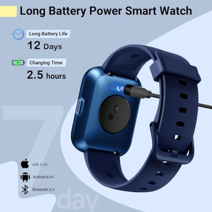 Smartwatch for Women/Men, Compatible with Android & iPhone, 1.8'' Fitness Tracker Watch with Alexa, Call & Notification Alerts, Heart Rate & Sleep Monitor, 120 Sports Modes, Waterproof Smart Watch - color: Blue