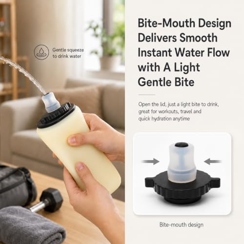 Handheld Running Water Bottle, 11.8OZ Collapsible Water Bottle - color: Yellow